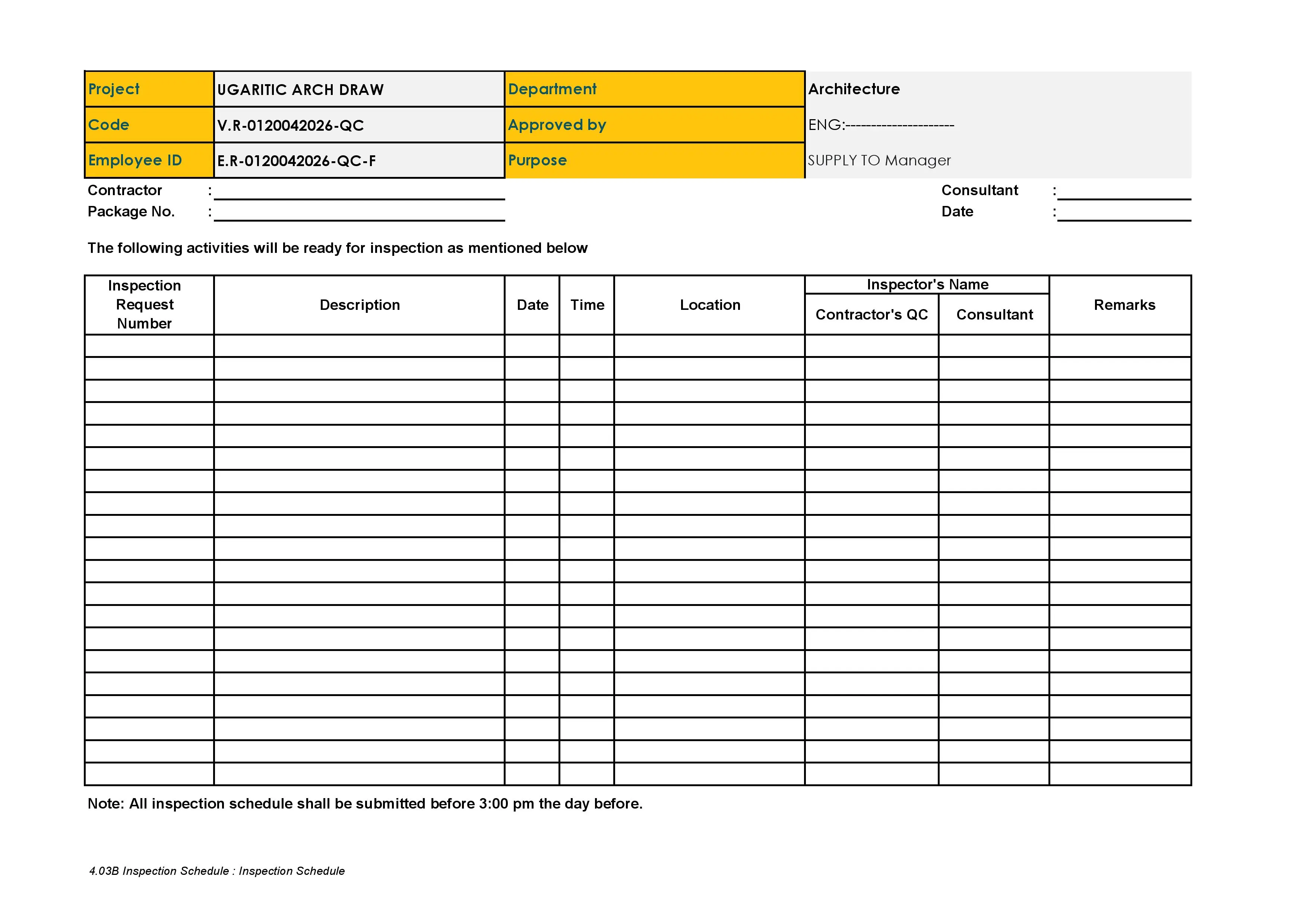 QC.03B Inspection Schedule